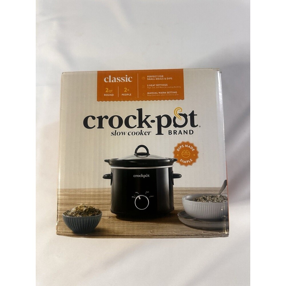BRAND NEW Black 2 qt Stoneware, Classic slow cooker by Crock-Pot 3 heat settings